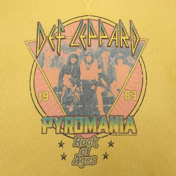 Vinyl Icons Def Leppard Pyromania Pullover Top Size S Waffle Weave Crewneck - Picture 3 of 12
